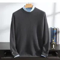 【100%纯山羊绒】男士7针加厚元宝针圆领羊绒针织衫套头内搭
