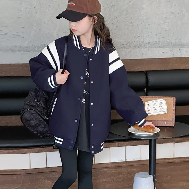 女童春秋款韩版休闲外套2025新款女大童时髦儿童秋装洋气棒球服潮