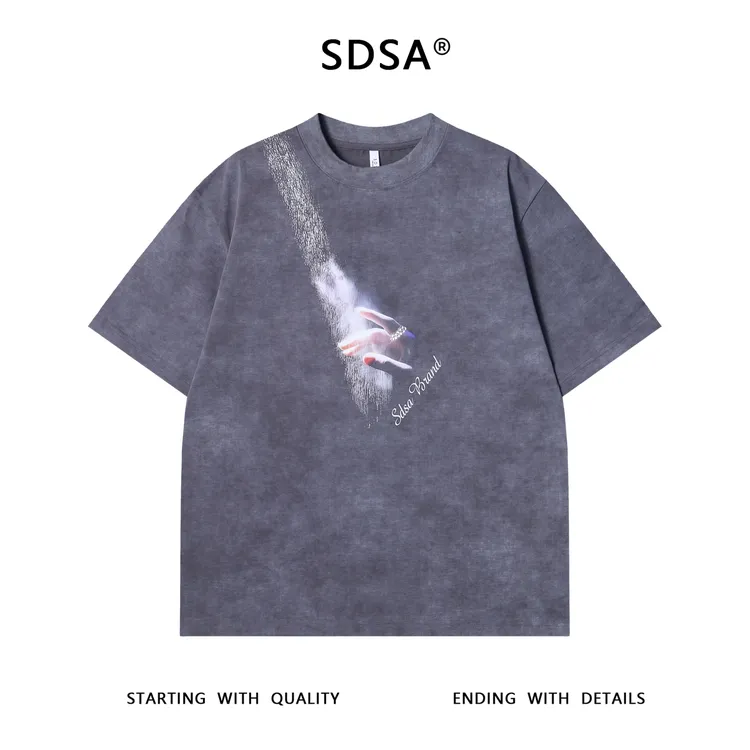 夏季高级感新款男士手指字母印花短袖T恤简约高级设计感百搭上衣