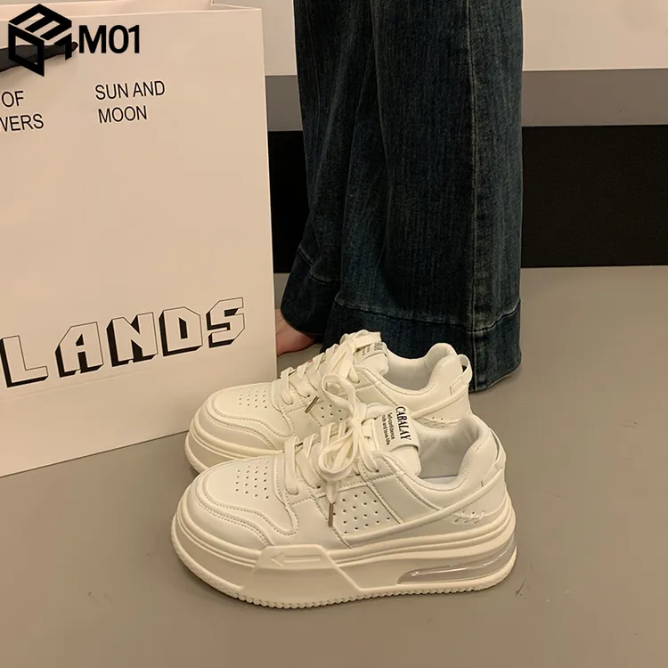 M01厚底松糕小白鞋女2025年新款百搭系带运动鞋加绒保暖休闲板鞋