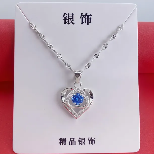 坠链均足银 【一套价】足银999.9雪花链➕足银蓝色一见倾心吊坠