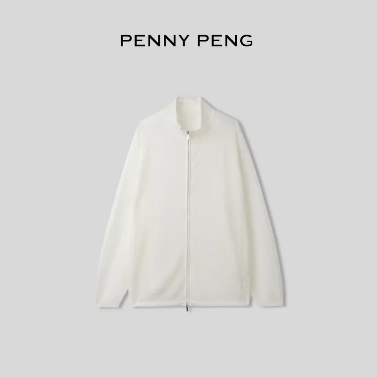 PENNYPENG机能户外夏季天丝亚麻混纺防晒速干小立领外套可翻拉链