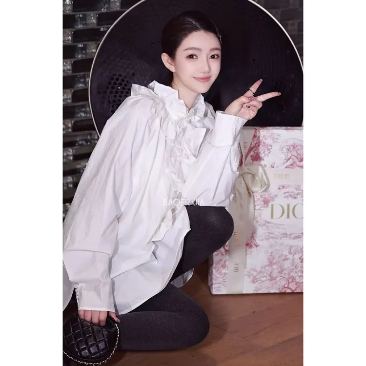 39-【买手衬衫】宝儿家含幂BK306025309XQ秋冬款法式复古荷叶边衬衫