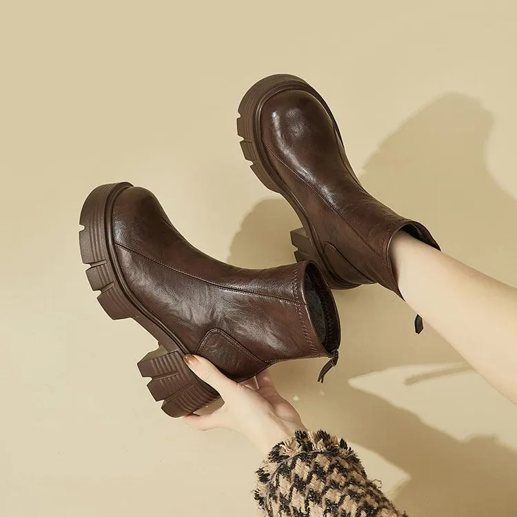 【WELGAR】厚底增高切尔西短靴女冬季2025新款加绒爆款英伦高跟马丁