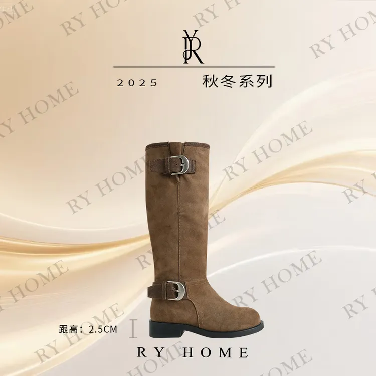【容雨RYHOME】复古小众混种羊皮金属搭扣长筒靴253X1360