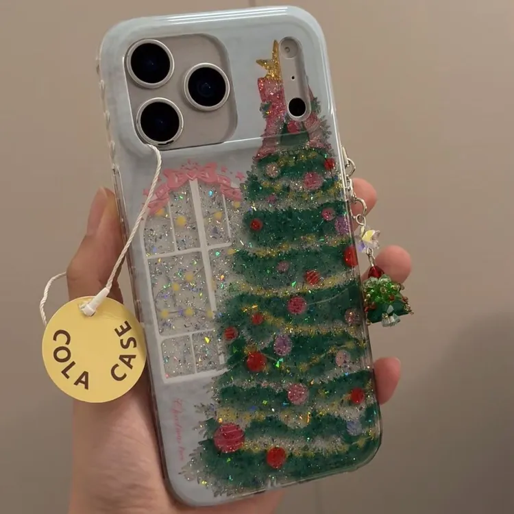 闪闪圣诞树适用于苹果17PROMAX手机壳16PLUS/15/14/13pro防摔女壳