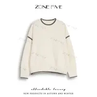 【zonefive】圆领百搭毛针织衫法式网红时尚蕾丝设计师上衣百搭
