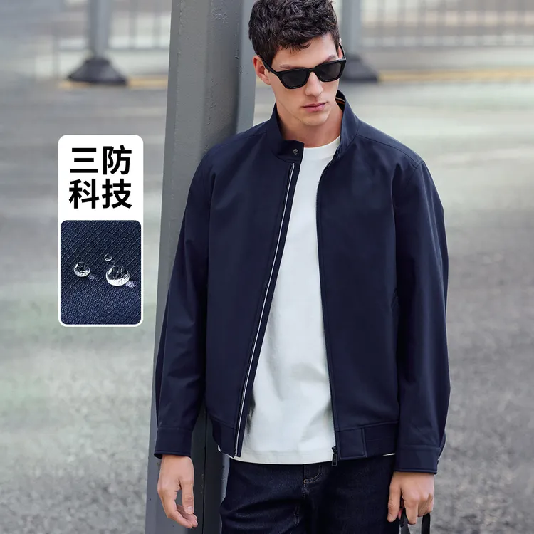 [哈灵顿领]navigare意大利小帆船秋季新款行政夹克男防水防污外套