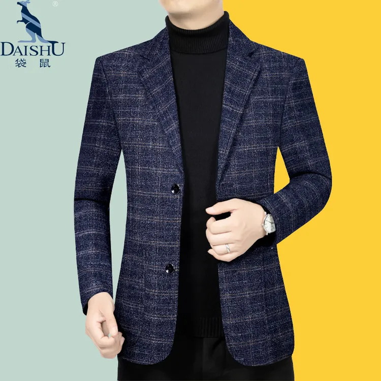 袋鼠正品春秋款中年男士西装男外套商务休闲西服上衣免烫单西薄款