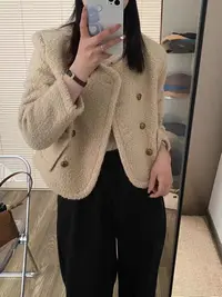 法式小香风名媛短外套女2025秋时尚开衫别致小众羊羔毛上衣