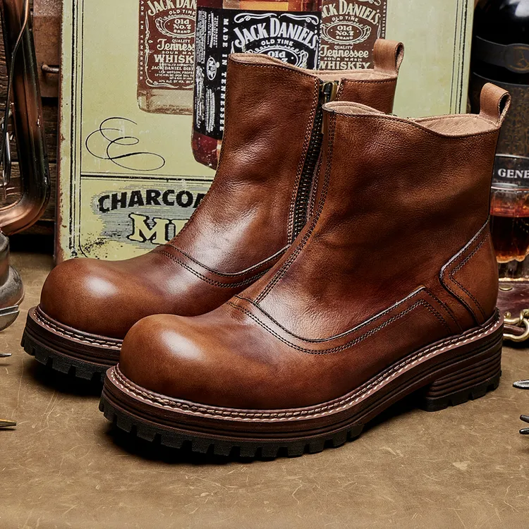 秋冬切尔西靴英伦风皮靴高帮百搭短靴潮厚底时尚圆头复古靴E347