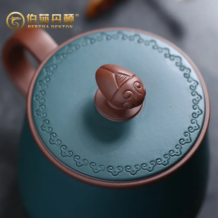 BERTHA DENTON/伯莎丹顿宜兴高档盖杯纯全手工绿泥泡茶杯功夫茶具