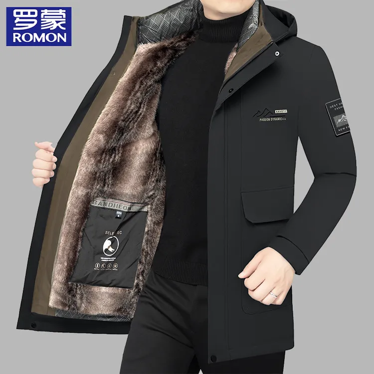 罗蒙商务休闲冬季羽绒服男士加绒加厚保暖男装外套上衣鸭绒时尚潮