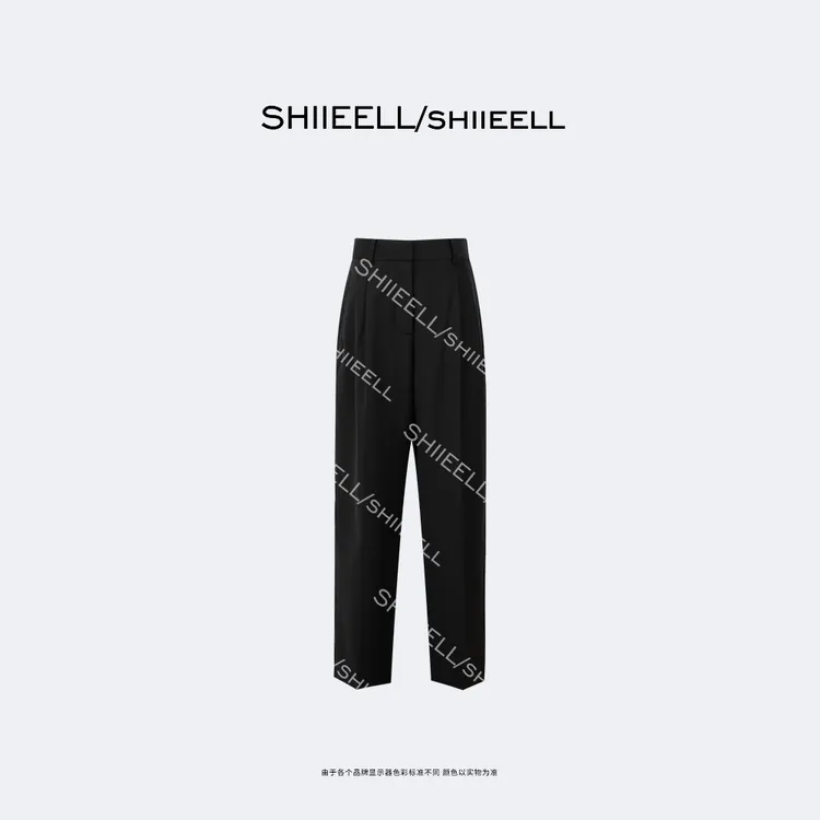 SHIIEELL【米勒裤】高智感宽腰头打褶羊毛混纺直筒休闲西裤Z817S