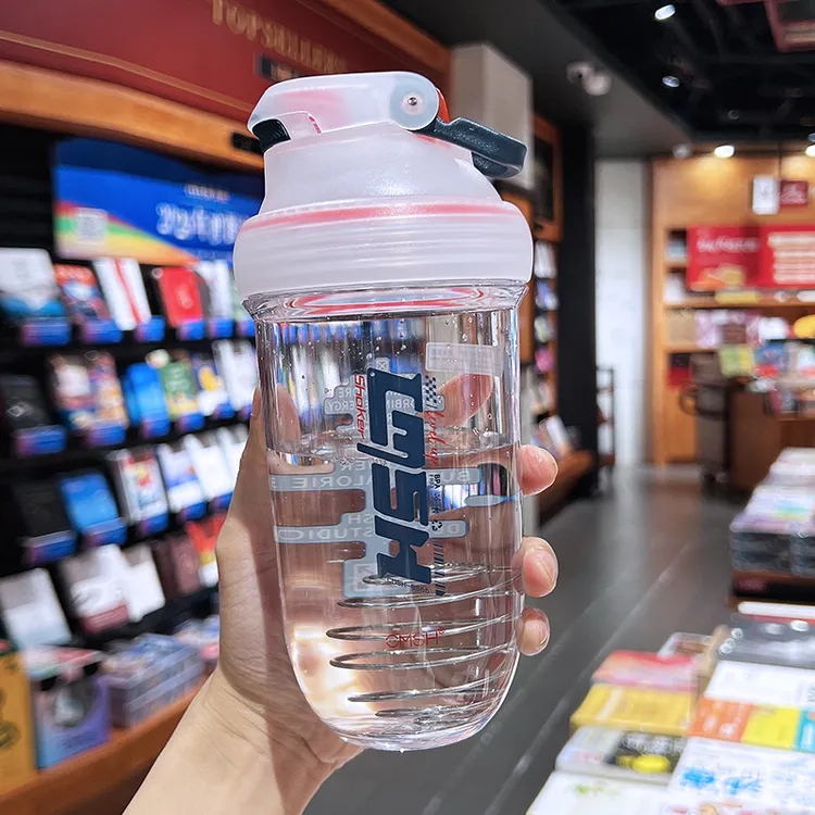 简约水杯女高颜值大容量运动健身奶昔摇摇杯学生便携直饮塑料杯子
