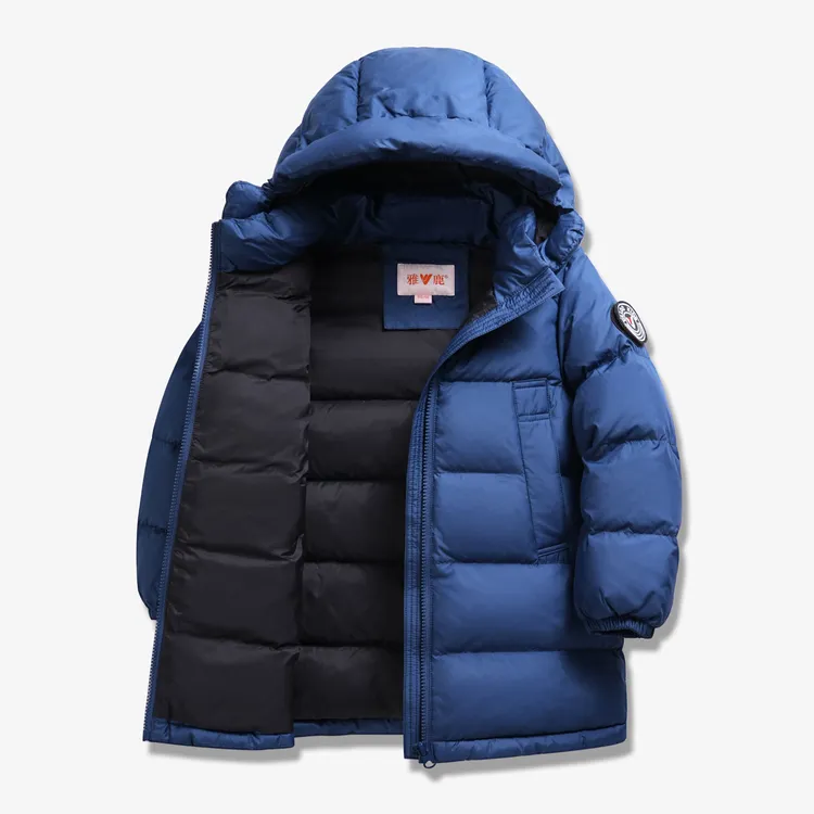 保保鹅儿童羽绒服宝宝中长款护脸加绒加厚鸭绒外套防风御寒冬童装