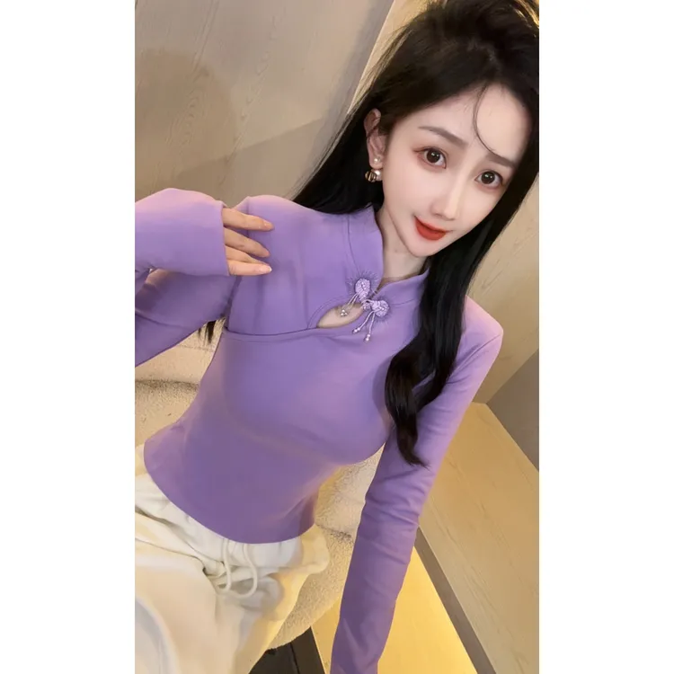 【双面德绒加厚娜哥808】国风打底衫女长袖内搭秋冬长袖修身显身材