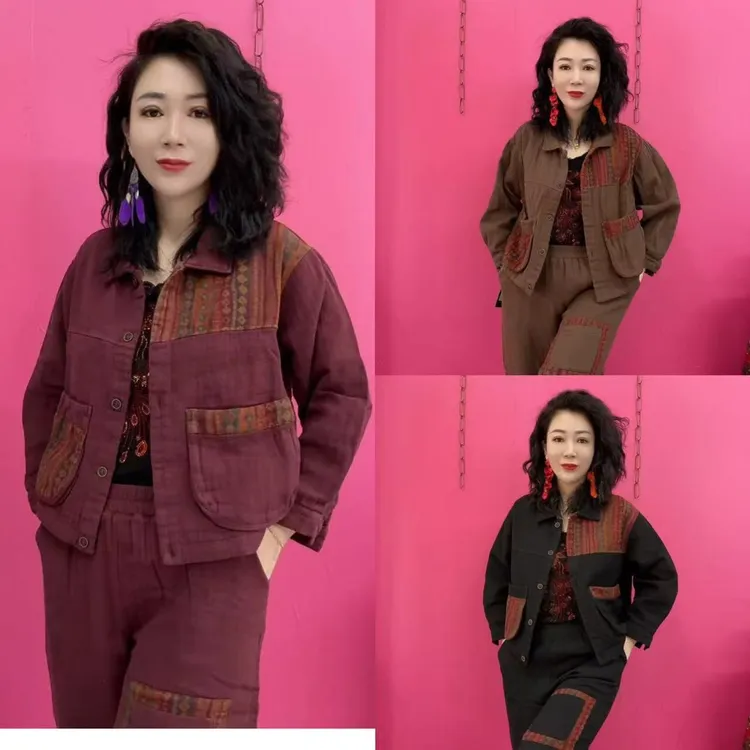 2508款棉麻时尚休闲套装