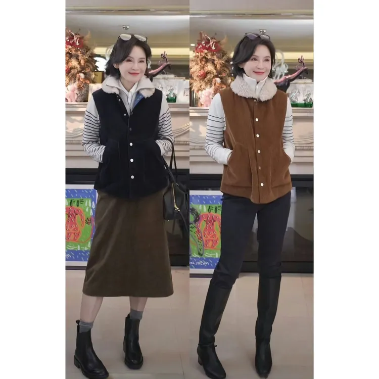 我是摩羯 诺丁山马甲 新雪丽100棉灯芯绒保暖秋冬棉服夹克外套