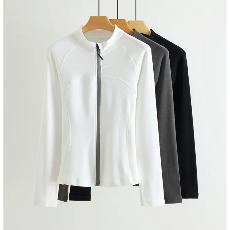 女竖条德绒修身拉链外套A 19310（YQI）