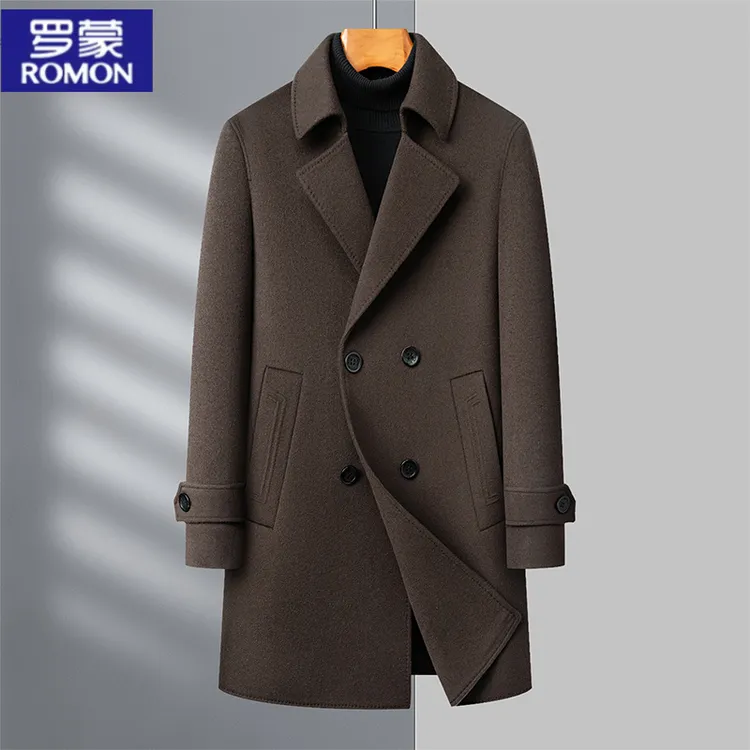 【羊毛100%】罗蒙双面羊毛大衣外套男可卸绒内胆商务高级感男装