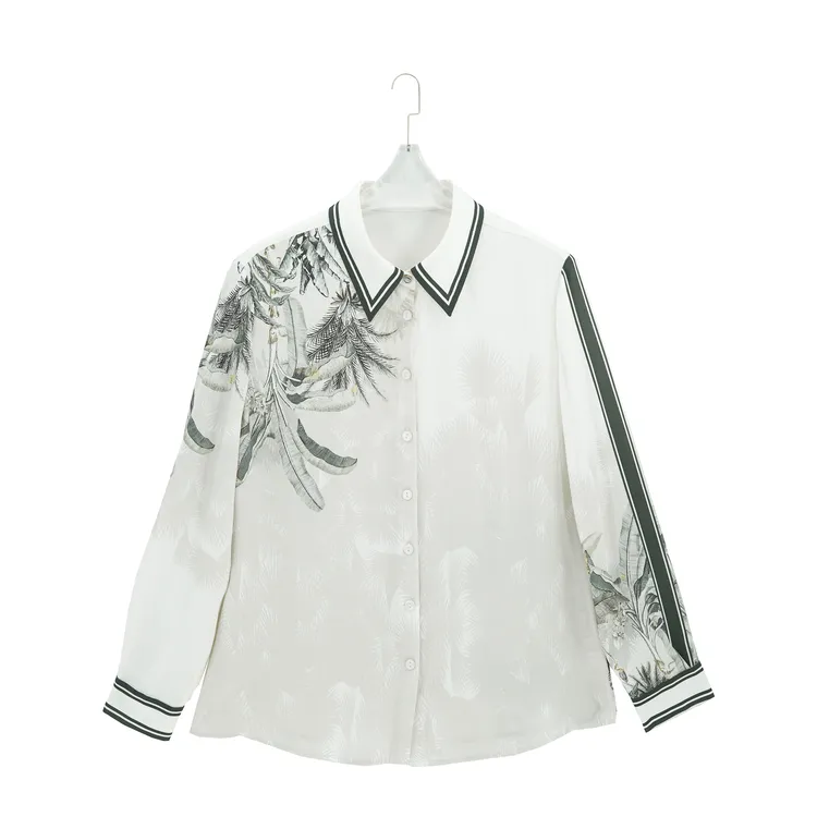 2025新款22mm提花缎桑蚕丝女士衬衫上衣697366