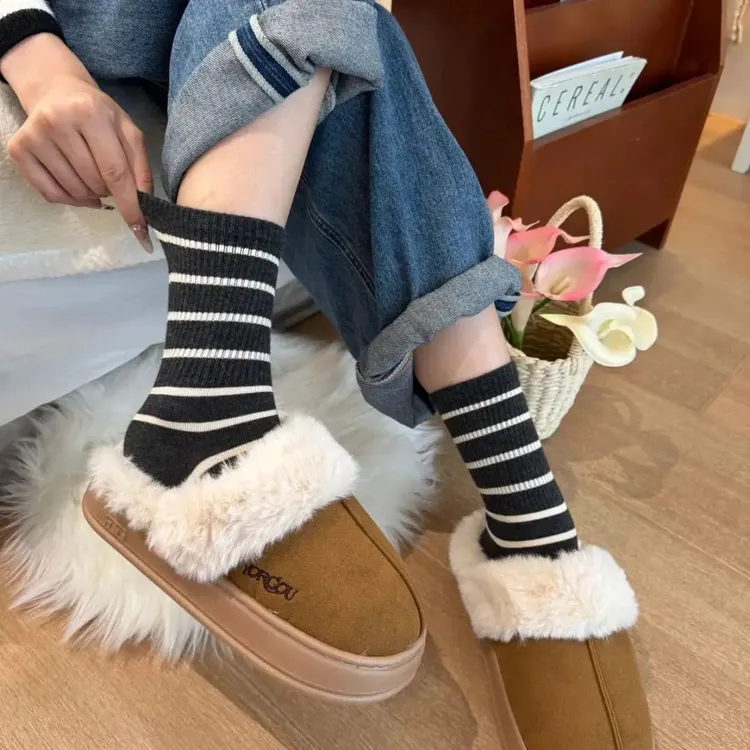 5双装条纹中筒袜ins早秋新品潮袜韩系运动百搭学院风网红袜子学生