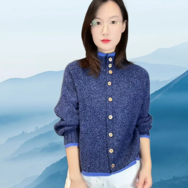 爵士开衫同款线材 设得兰羊毛➕毛棉 拼色小开衫 上往下 编织毛线