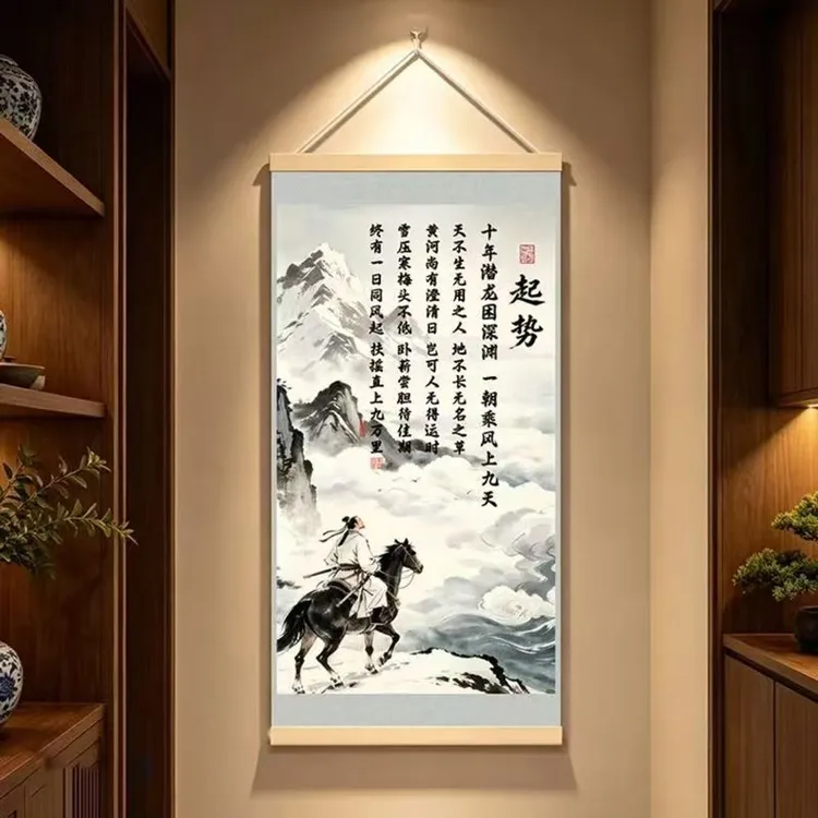 【励志】新中式励志挂画扶摇直上九万里书房客厅办公室背景墙装饰画