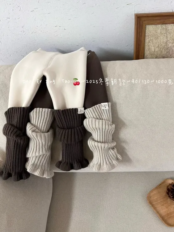 25冬款-女童1000克羊驼绒一条过冬加厚堆堆袜套打底裤 -9650-2