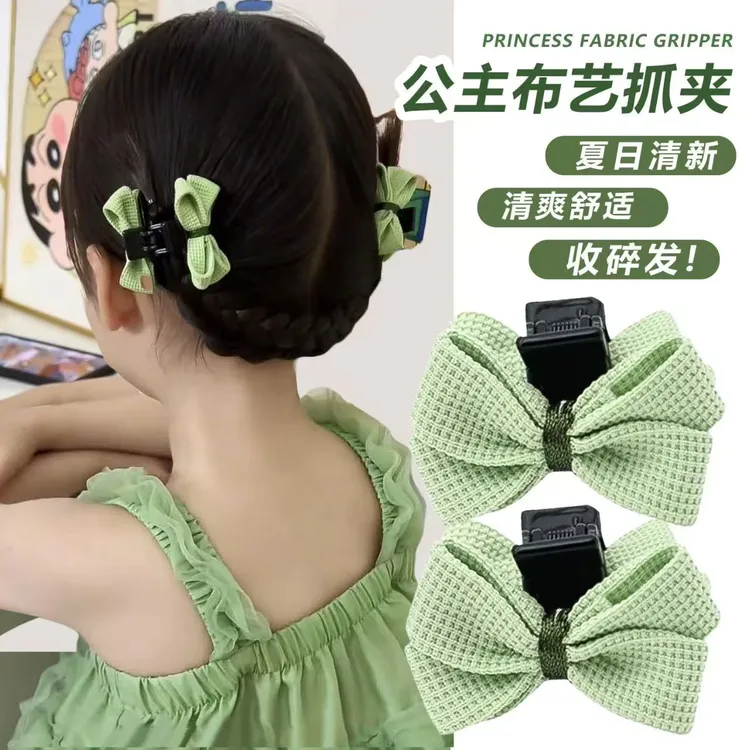 儿童头饰女孩布艺抓夹小孩香蕉夹可爱女童夏季蝴蝶结侧边夹发饰