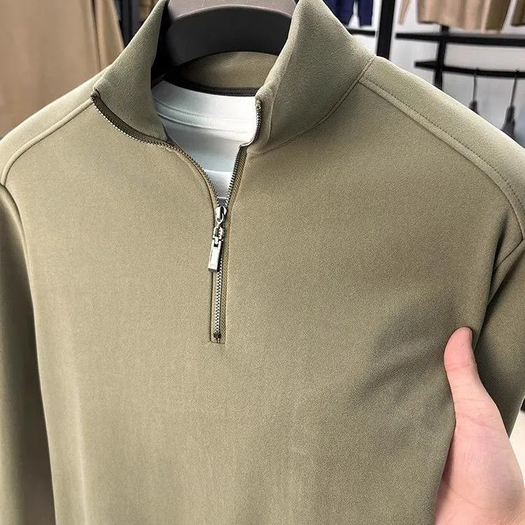 【 WOH ！官方正品 】 半拉链卫衣男德绒打底衫2025秋冬新款立领长袖