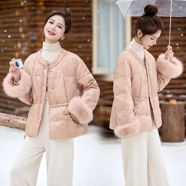 新中式国风羽绒服女2025冬新款时尚洋气盘扣保暖白鸭绒外套YE6529