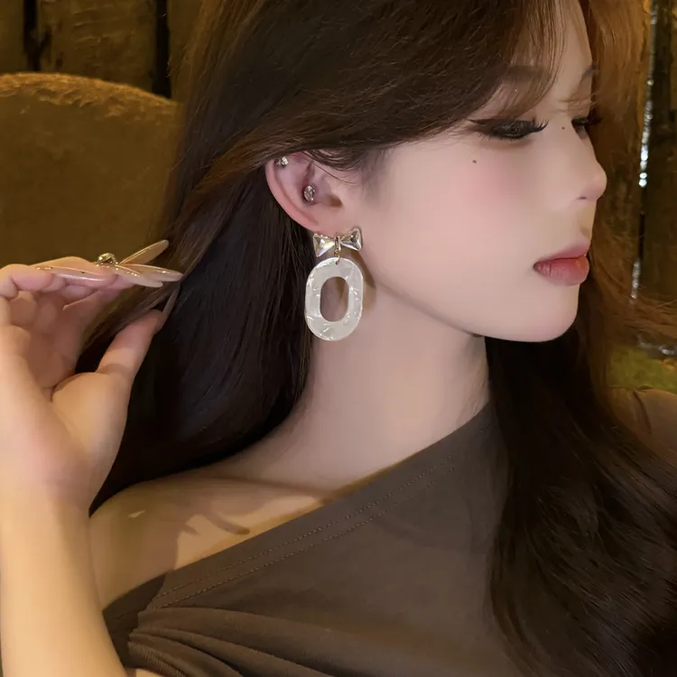 非金属合成锆石耳饰 复古法式优雅气质耳环百搭高级感度假风耳饰