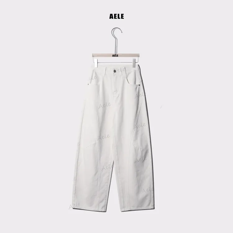 AELE美式简约直筒弯刀阔腿牛仔裤 K853 2780 AD