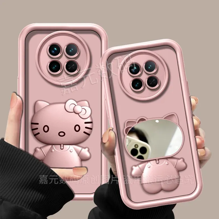 适用于【oppoa2pro】金属漆香槟粉高级感猫咪支架手机壳防摔创意女