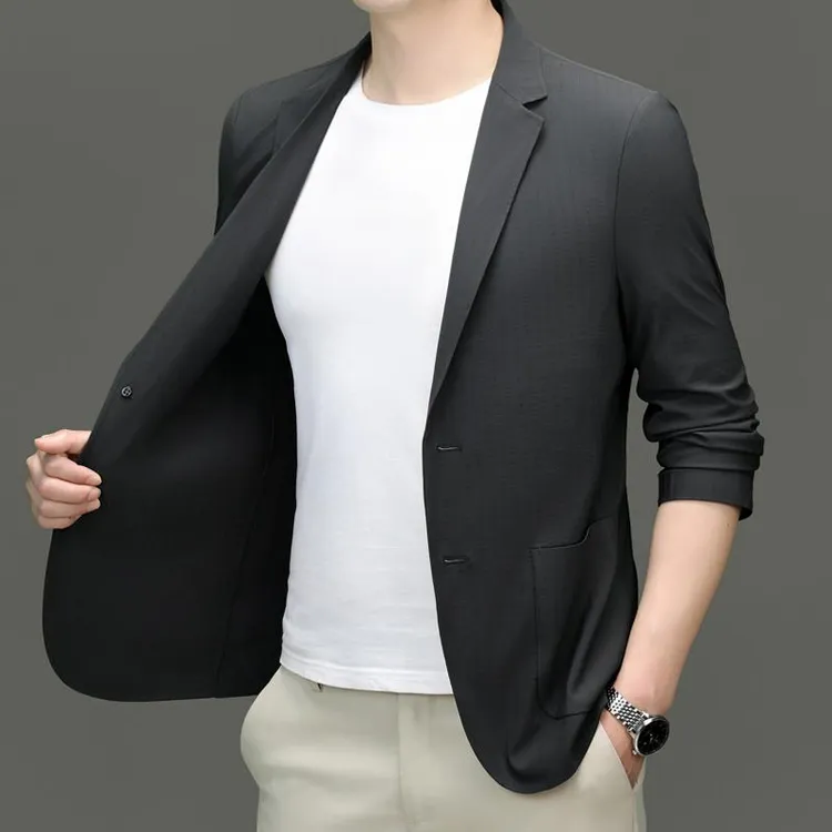 冰丝无痕薄款防晒西服男轻薄小西装夏季透气弹力防晒衣外套空调服