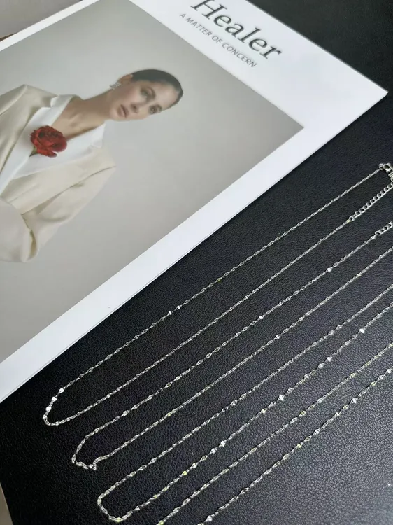 链子925银 925纯银 素链项链女银白色无吊坠新款银链子锁骨链颈链