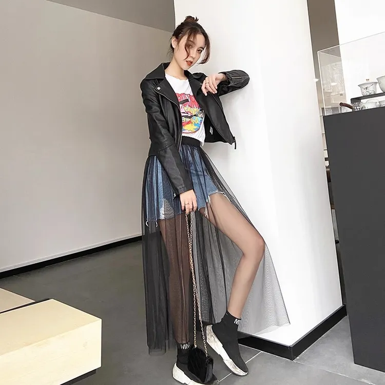 网纱裙半身裙女春夏秋冬蓬蓬裙纱裙中长款仙女高腰显瘦A字百褶裙