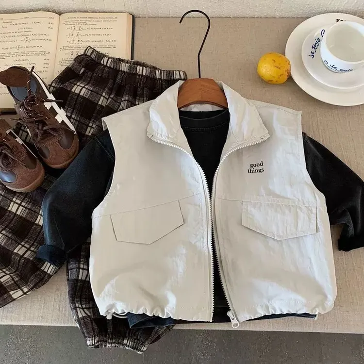 儿童春秋马甲2025新款中小男女童韩版坎肩背心时尚百搭无袖上衣潮