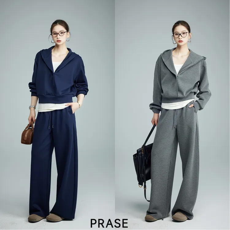 PRASE·噜【实穿派】微胖轻奢设计款秋女卫衣休闲时尚套装PR507E33/4