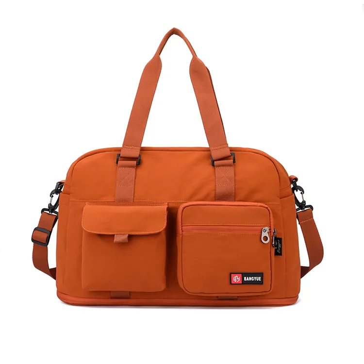 新款大容量便携款多层款旅行包纯色潮流斜跨包水洗单肩斜挎健身包