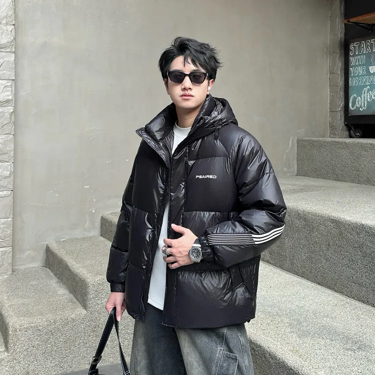 冬季新款潮流短款连帽羽绒服情侣款宽松加厚排骨服保暖面包服外套