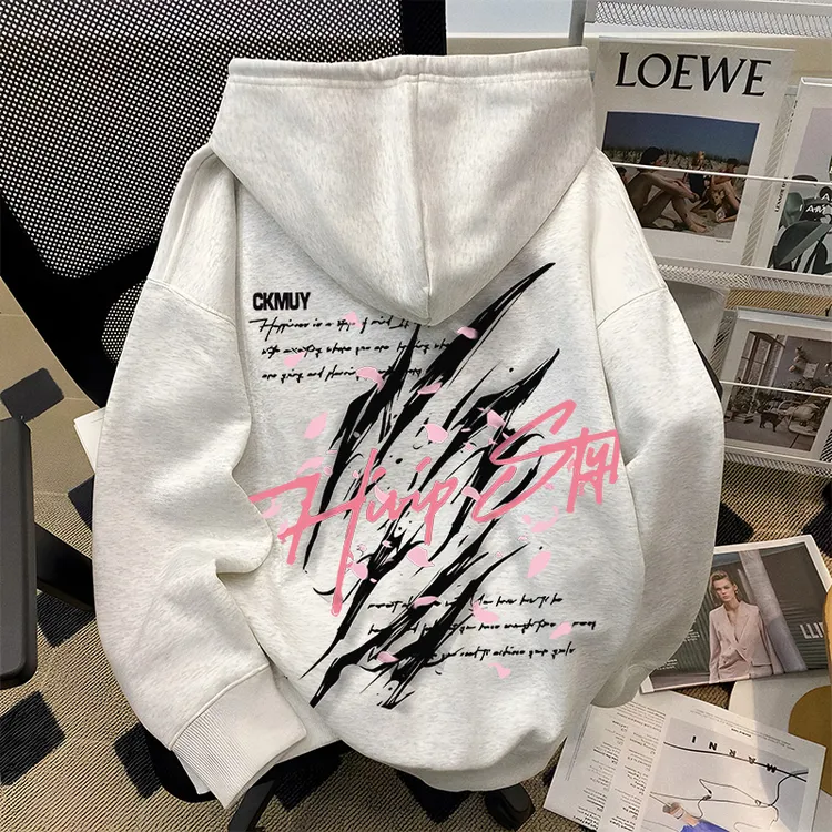 重磅500克加绒加厚连帽卫衣宽松国潮休闲风双层帽秋季冬季男装Zyy