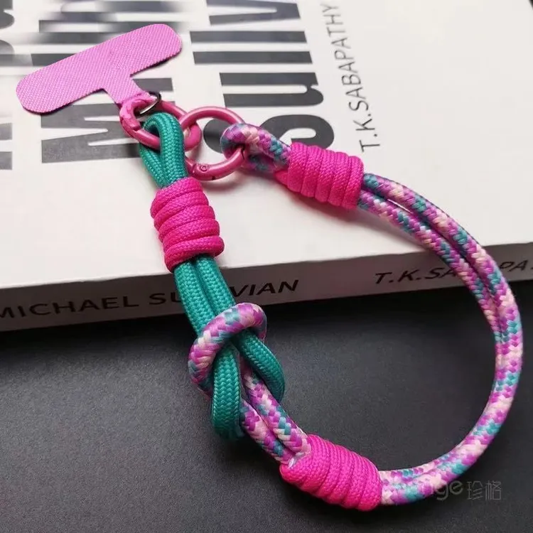 手机挂绳短款手腕指环带子女款户外旅游撞色编织手提挂链壳套结实