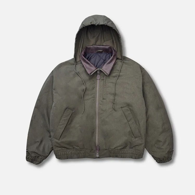 ATHIRI x GWDS联名系列 美式皮领工装宽松棉服夹克 