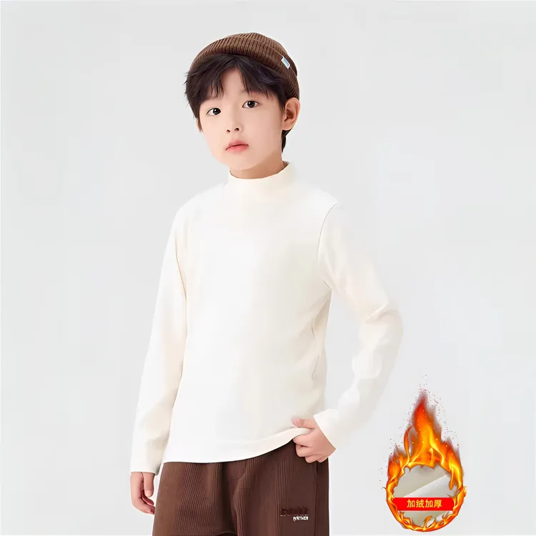 儿童衣服德绒加绒加厚内搭打底衫秋冬季男童宝宝女中童装长袖t恤