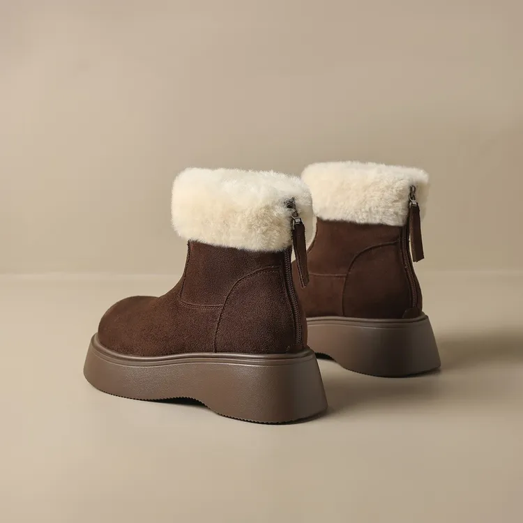雪地靴女2025秋冬新款厚底增高马丁靴加绒勃肯短靴毛毛棉鞋子保暖