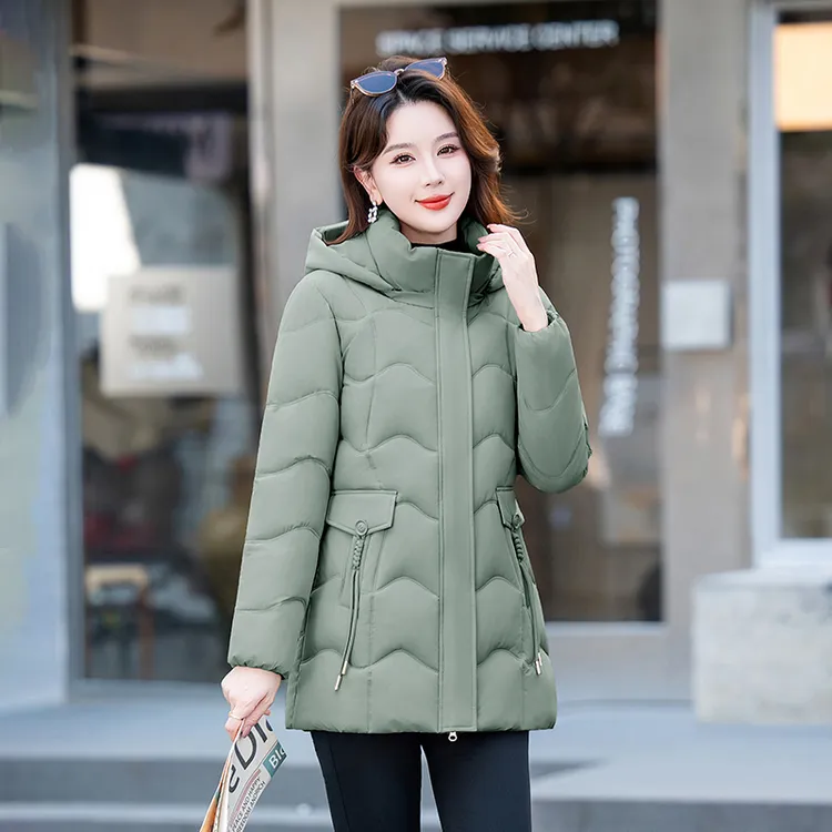 棉服女士连帽女装保暖冬季保暖修身大码韩版时尚棉衣外套百搭棉袄