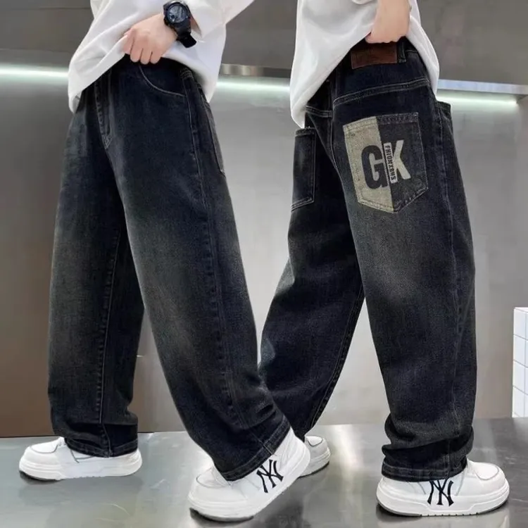 秋冬季儿童服装童装男童裤子2025新款爆款儿童牛仔长裤森系潮牌
